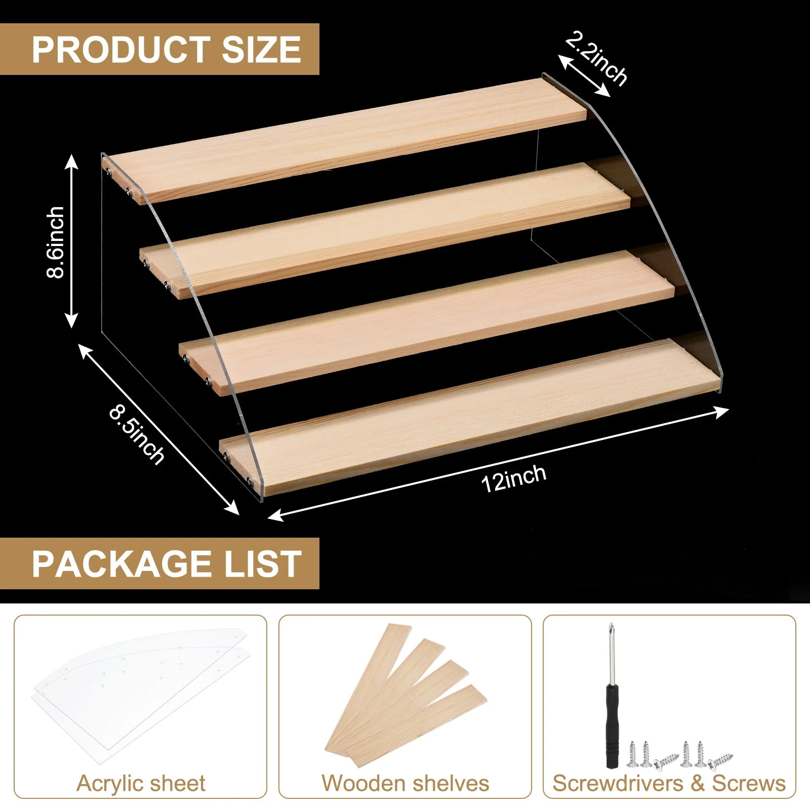 Wood Display Stand Tiered Wooden Cupcake Stand 4 Tier Acrylic Display Stand - Brown