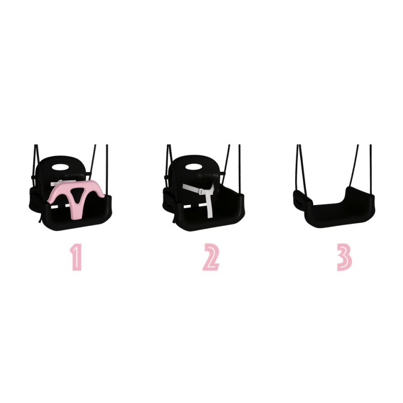 Siège de balançoire pour bébé Evo anthracite et rose pastel