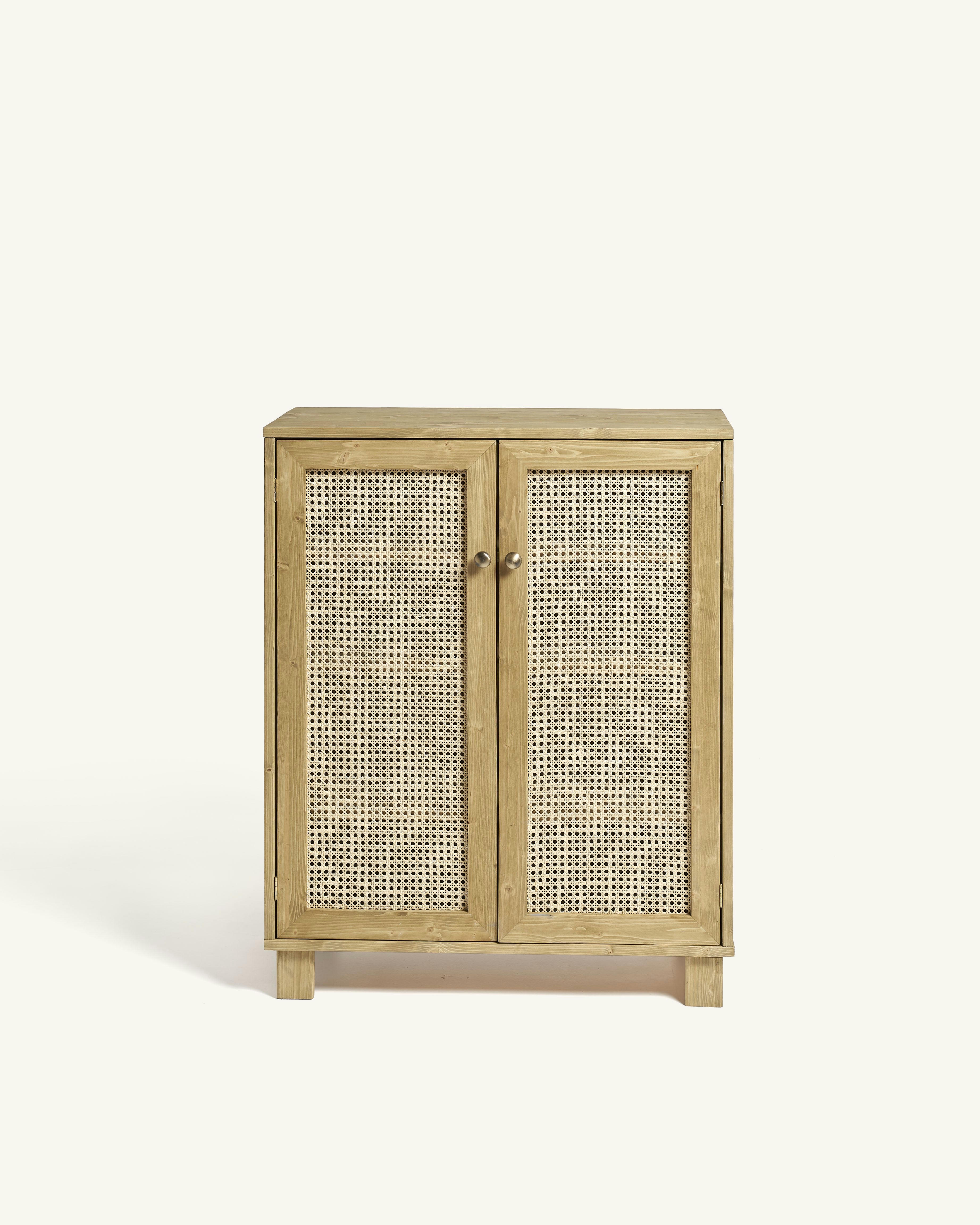 HAYDÉ - Meuble à chaussures avec portes en rotin en couleur naturel 100 cm