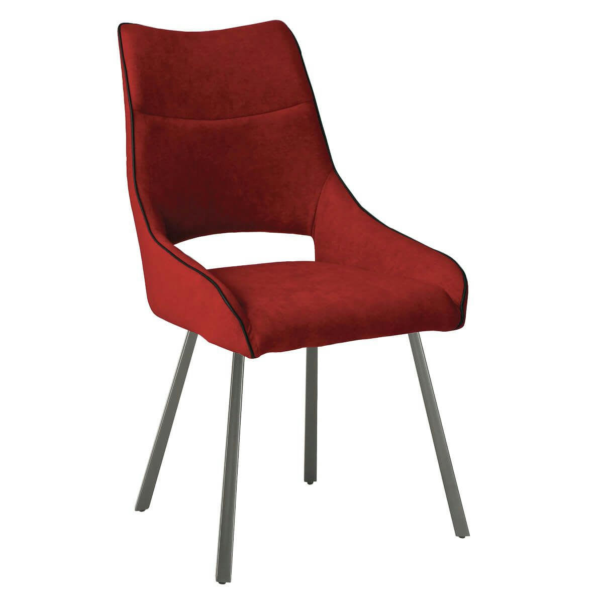 AMADO - Lot  de 2 chaises tissu coloris rouge