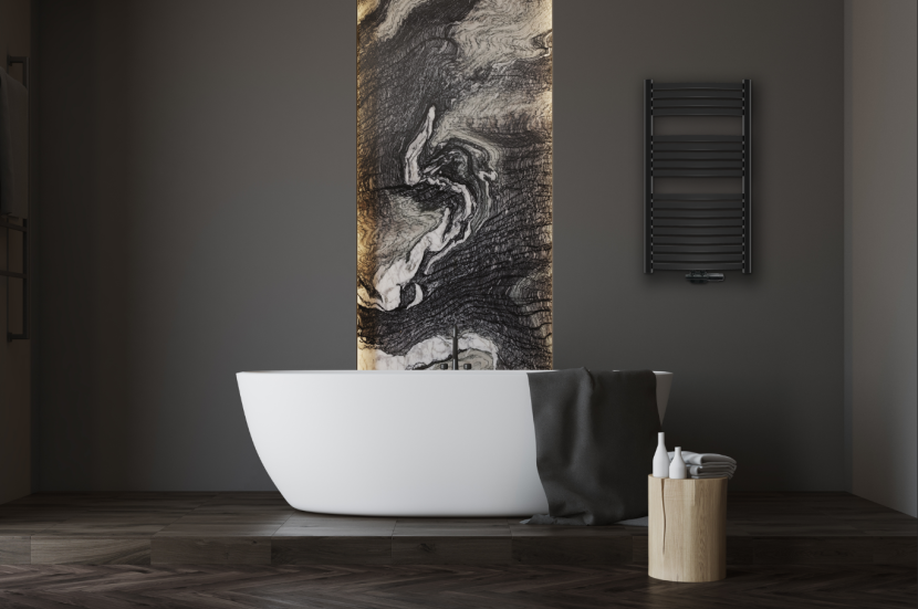 Grzejnik łazienkowy wodny Invena 446 W 540 x 1000 mm czarny