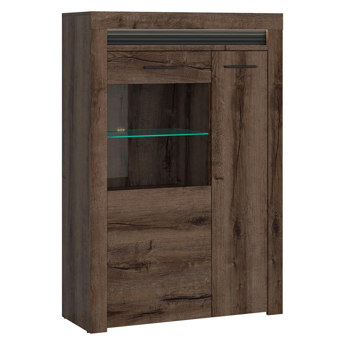 - Vaisselier 2 portes LED inclus panneaux agglomérés naturel foncé