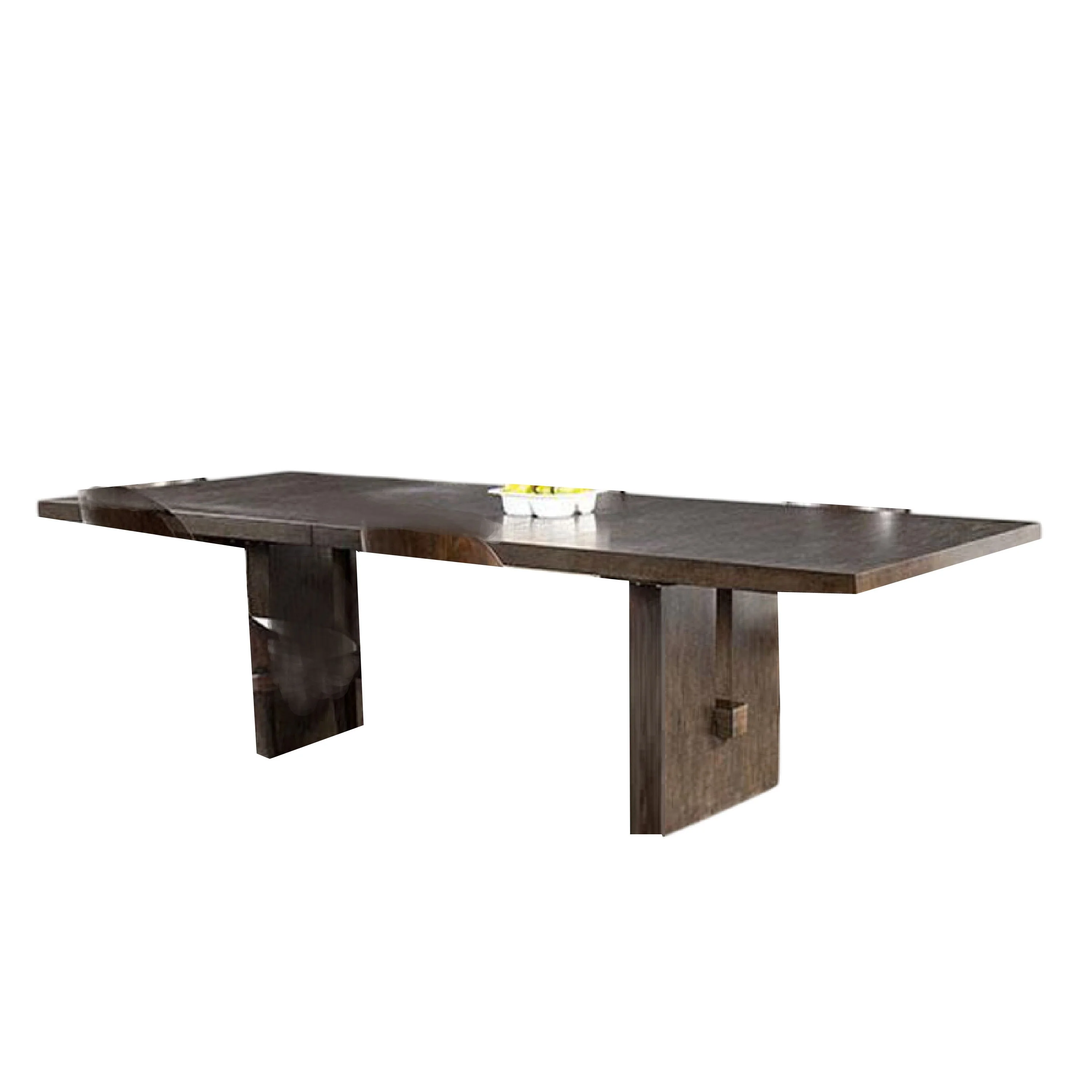 Mordy Dining Table, Walnut Brown Solid Wood 72-90 Inch Expandable Leaf