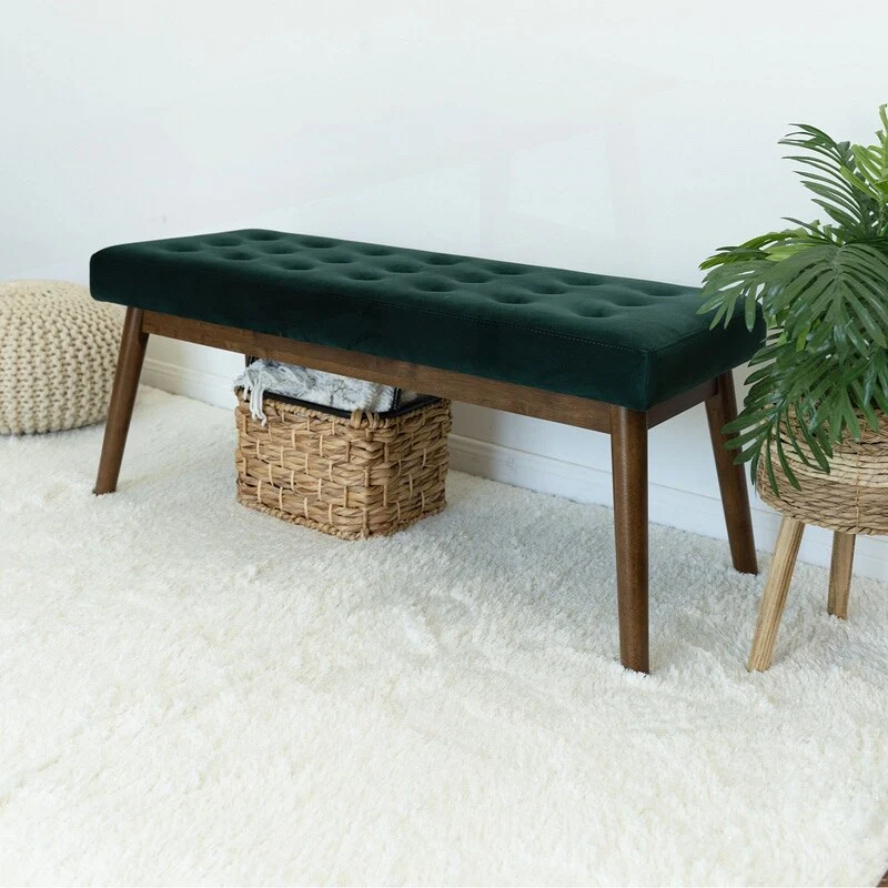 Luxurious Velvet Bench with Sturdy Wooden Construction for Ultimate Comfort