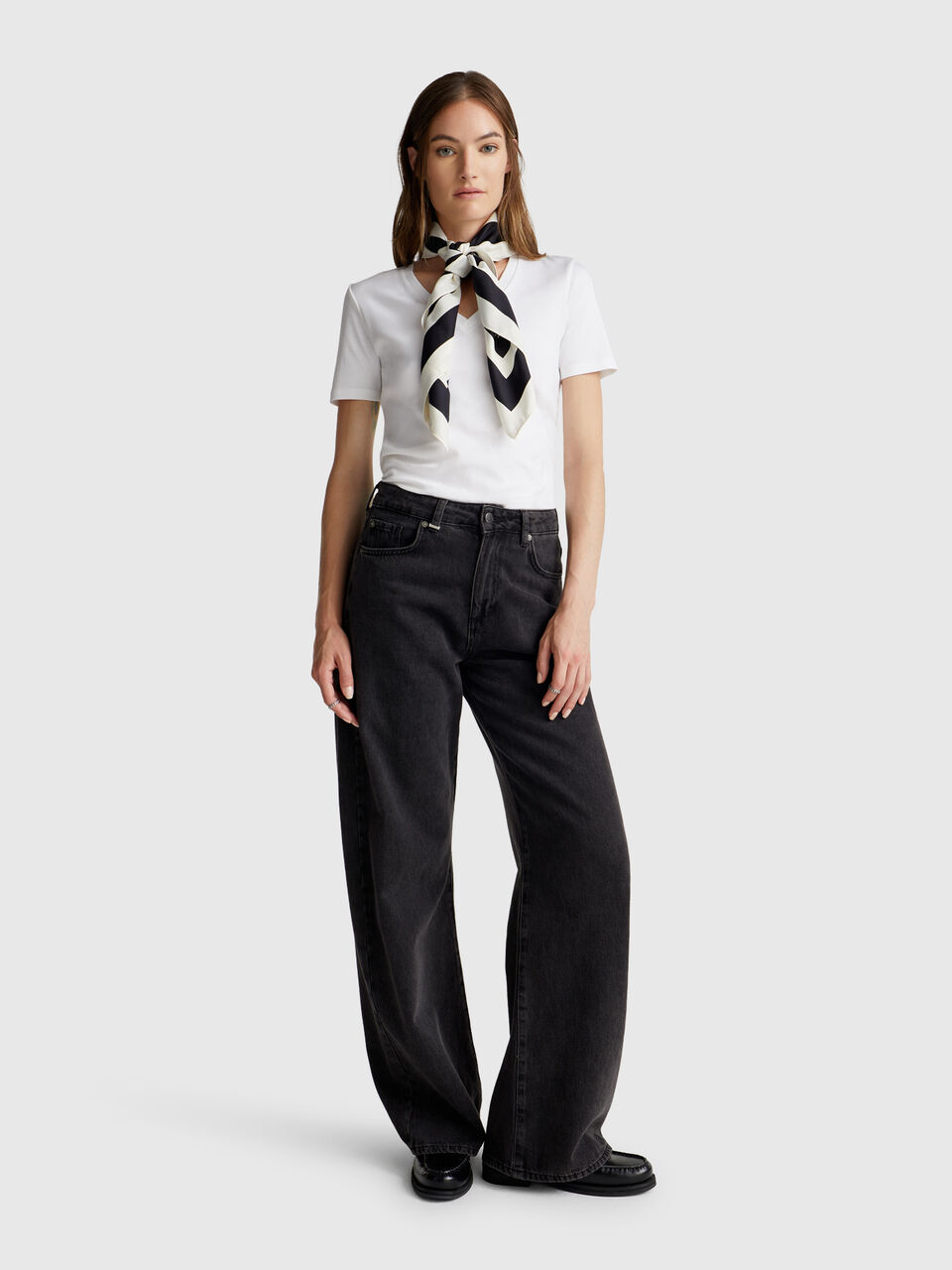 Pure cotton t-shirt with V-neck