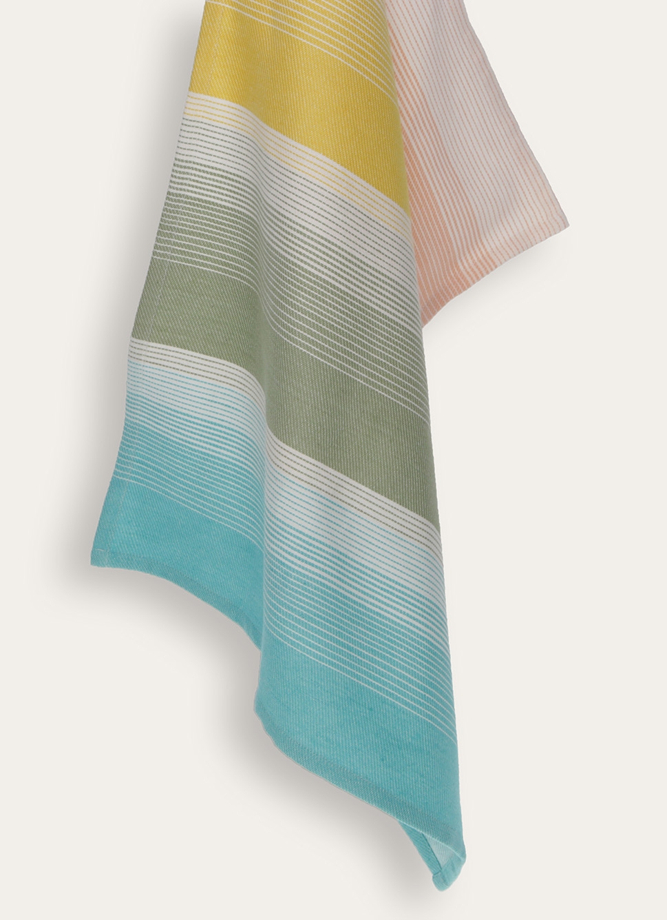 TORCHON TISSÉ FIL TEINT RAYÉ LAGON