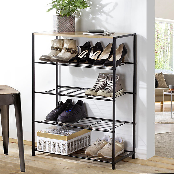 Etagère à chaussures 5 niveaux en métal noir