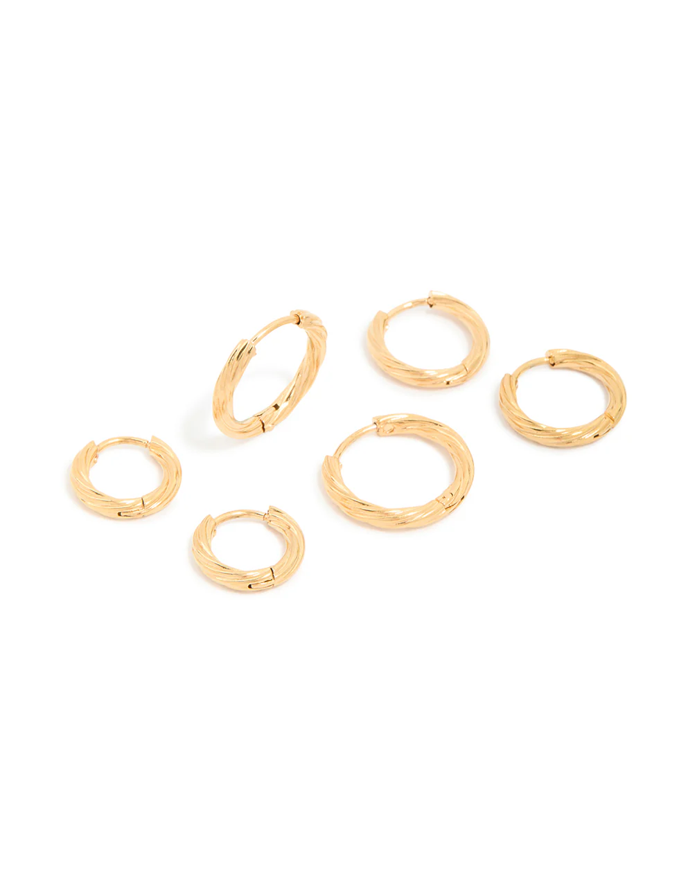 Waterproof Gold Plated Stainless Steel Small Wrap Huggie Earrings 3-Pack