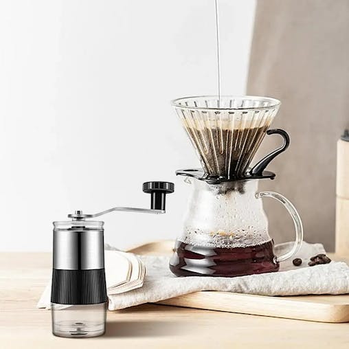NNEOBA Manual Coffee Grinder Adjustable Burr Hand Coffee Grinder Black