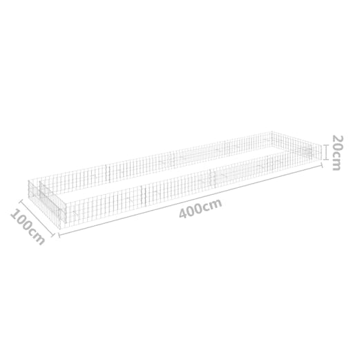 NNEVL Gabion Raised Bed Galvanised Steel 400x100x20 cm
