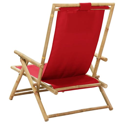 NNEVL Reclining Relaxing Chair Red Bamboo and Fabric