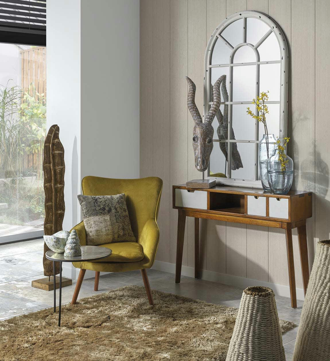 ARTIC - Console en bois marron et blanc L 110 cm