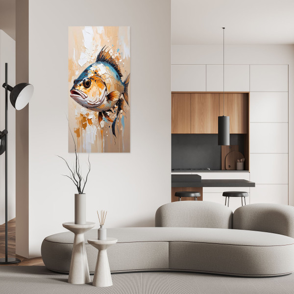Naklejka samoprzylepna do salonu sypialni Feeby Ryba morska Beżowy 40x80