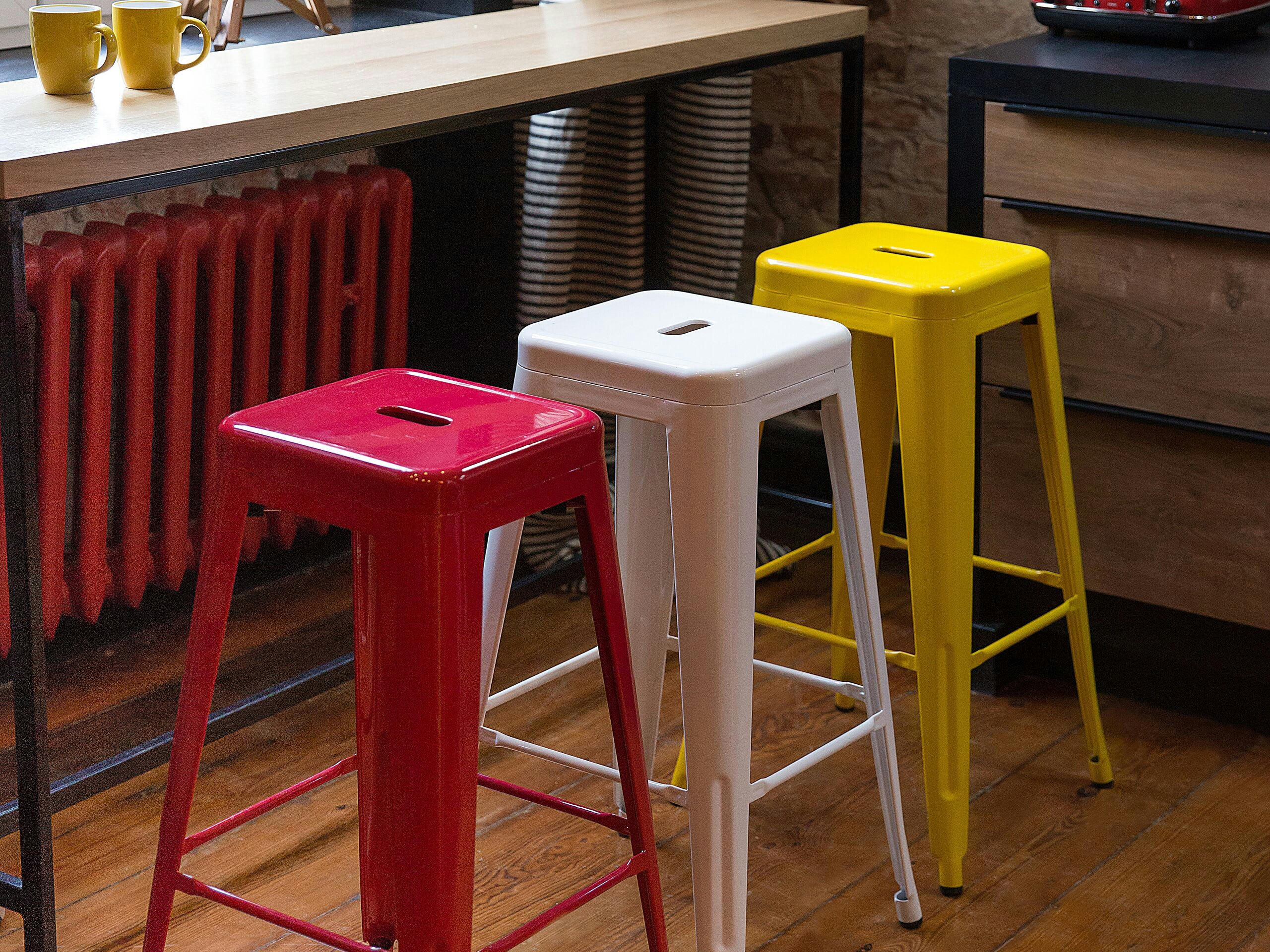 CABRILLO - Lot de 2 tabourets de bar jaune de 60 cm