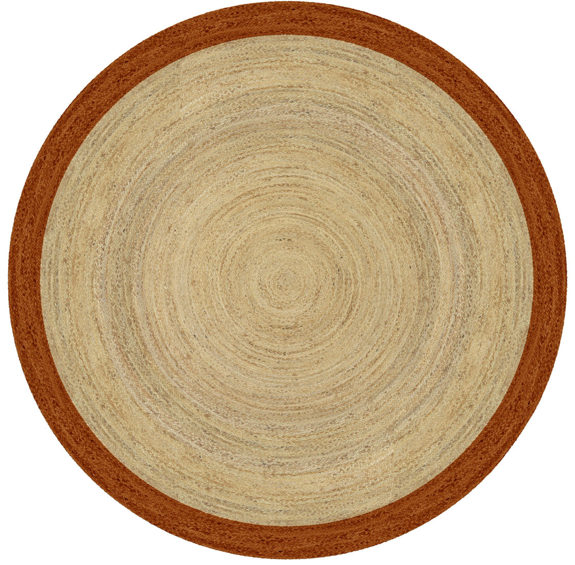 Mrcarpet Rond jute vloerkleed naturel roest bruin met rand 120cm
