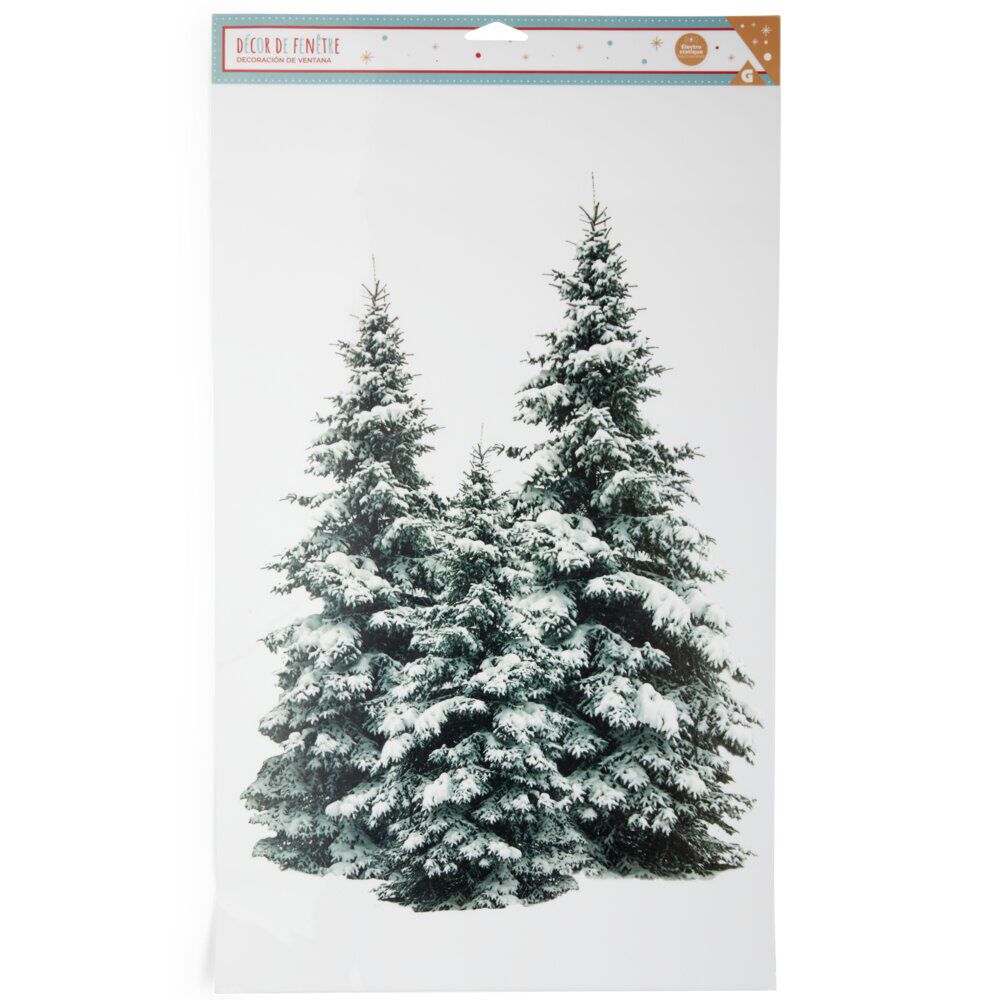 Décoration fenêtre No&euml;l électrostatique sapin enneigé