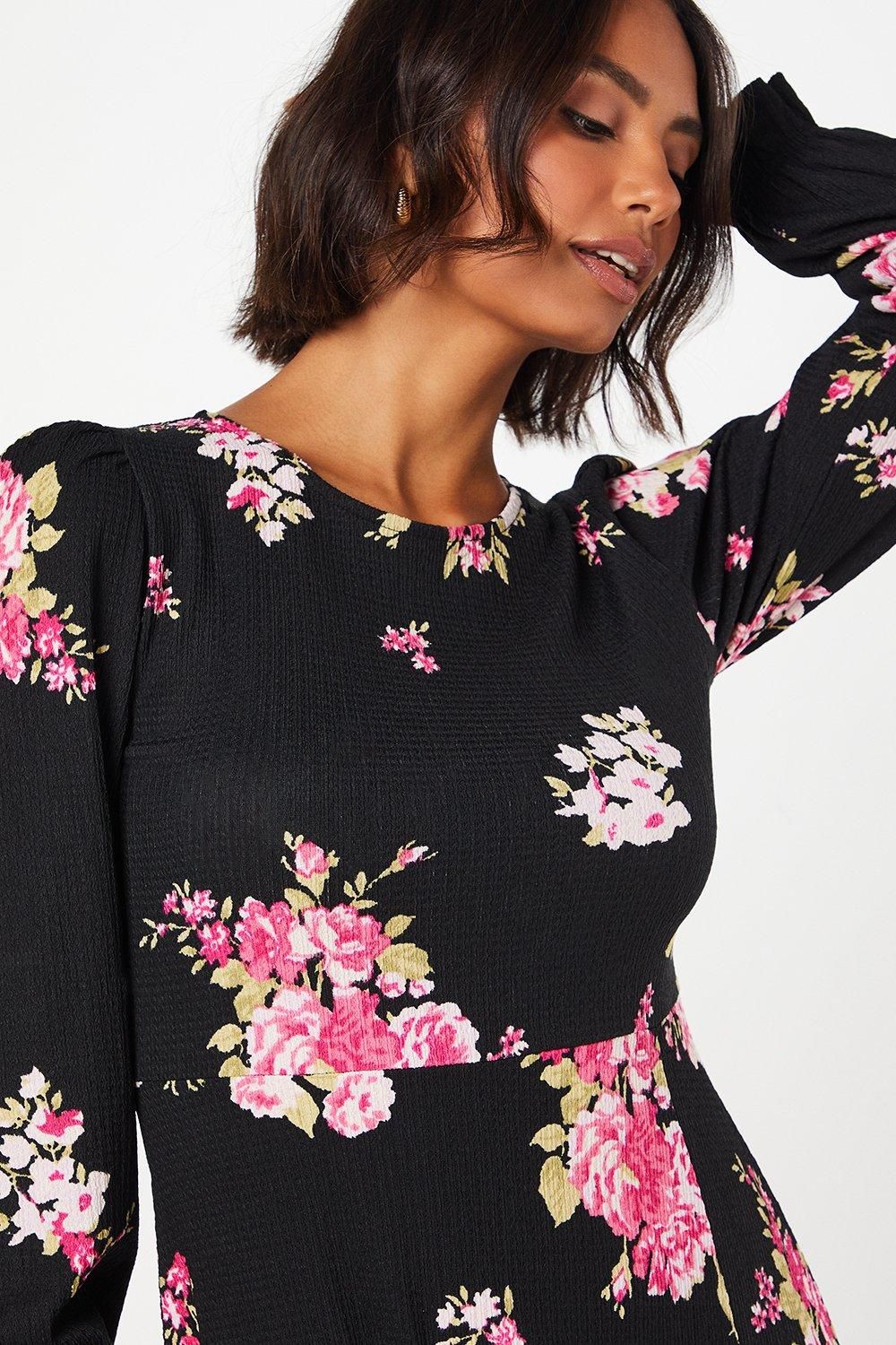 Dorothy Perkins Spaced Floral Long Sleeve Midi Dress