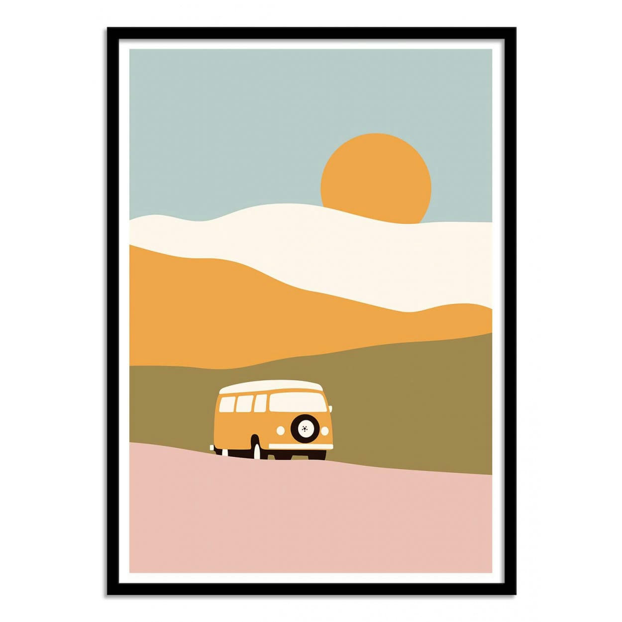 FLORENT BODART - VAN IN LANDSCAPE - Affiche d'art 50 x 70 cm
