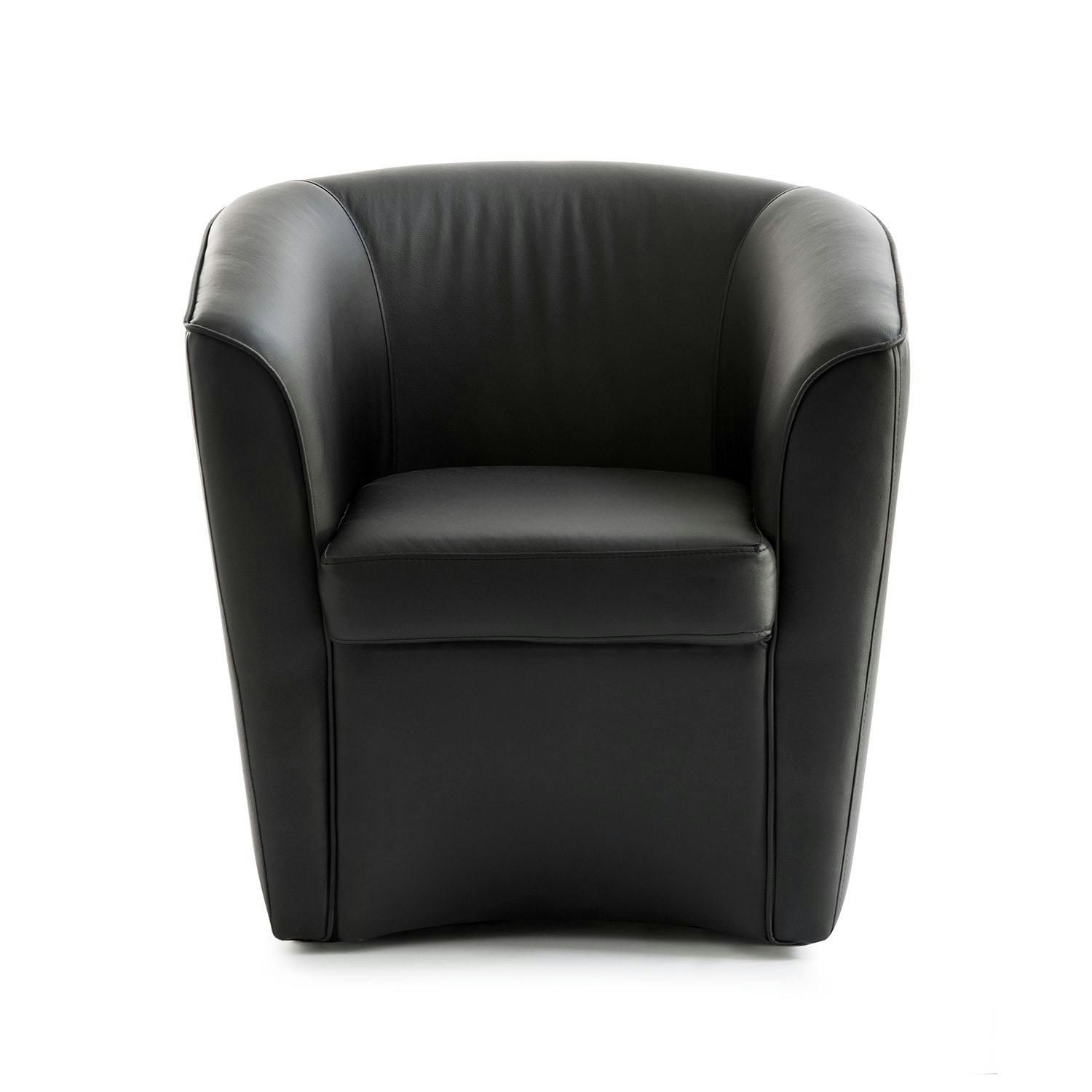 ANNALUNA - Fauteuil lounge en éco-cuir noir
