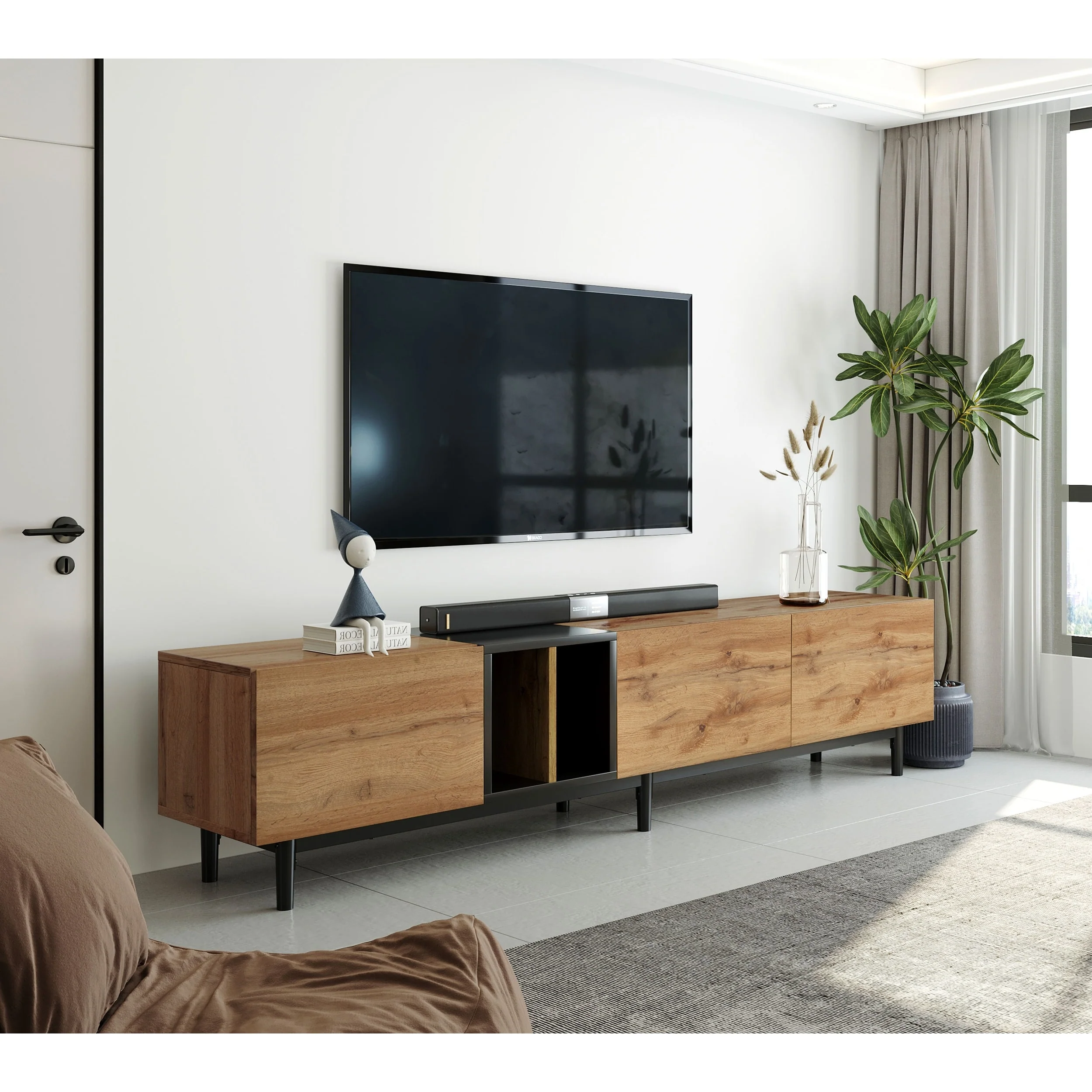 Modern 80'' TV Stand with 3-Door Storage Media Console & Entertainment Center for the Living Room