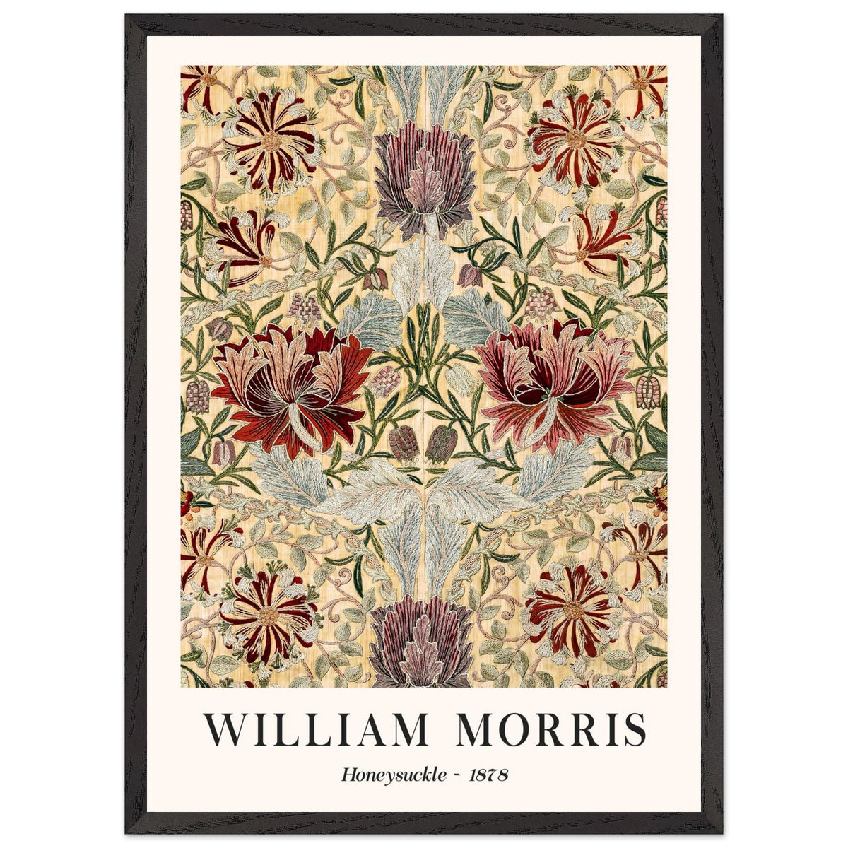 Artfulprints Poster met Lijst William Morris - Honeysuckle III 1886  - 50x70 cm - Meerkleurig
