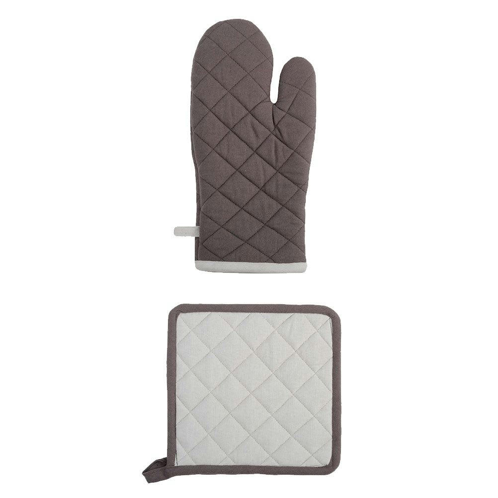 BICOLORE - Ensemble gant et manique en coton bicolore
