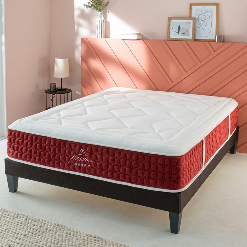 PASSION - Ensemble Matelas à Ressorts ensachés et sommier 140x200