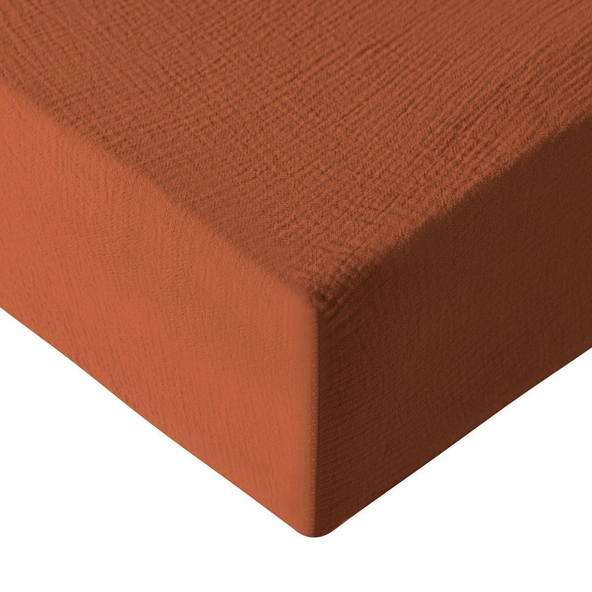 LOFT - Drap housse en gaze de coton bonnet 30 cm  brique 180x200 cm