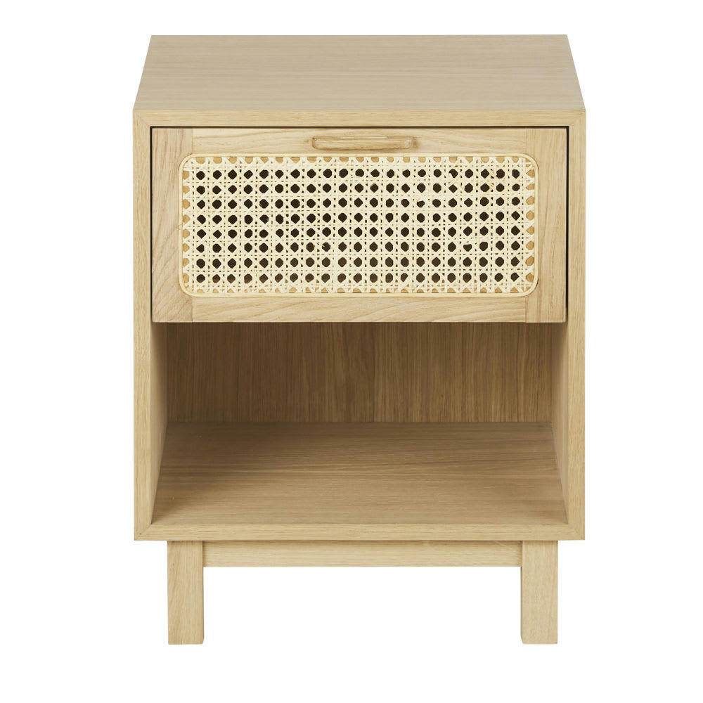 Canopy - Table de chevet 1 tiroir 1 niche et cannage en rotin beige