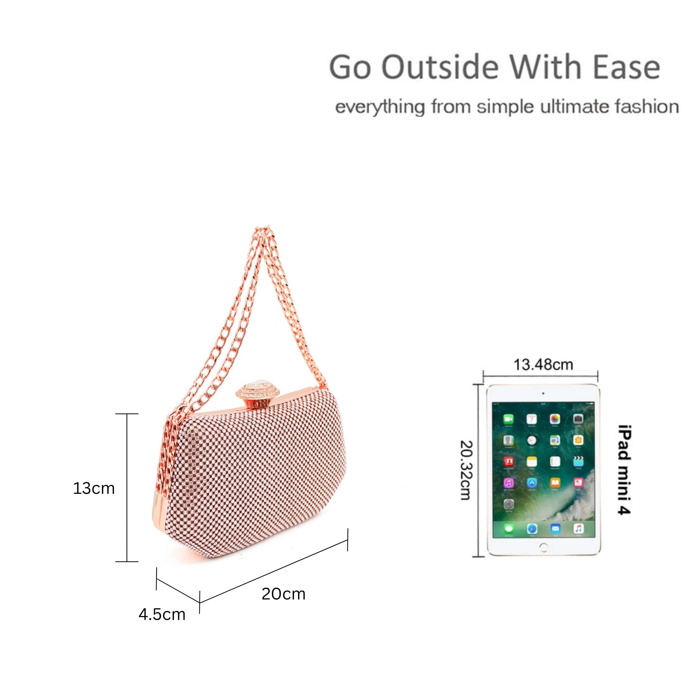 Kitise Chain Handle Hexagon Shape Shiny Clutch Bag with Chain Strap
