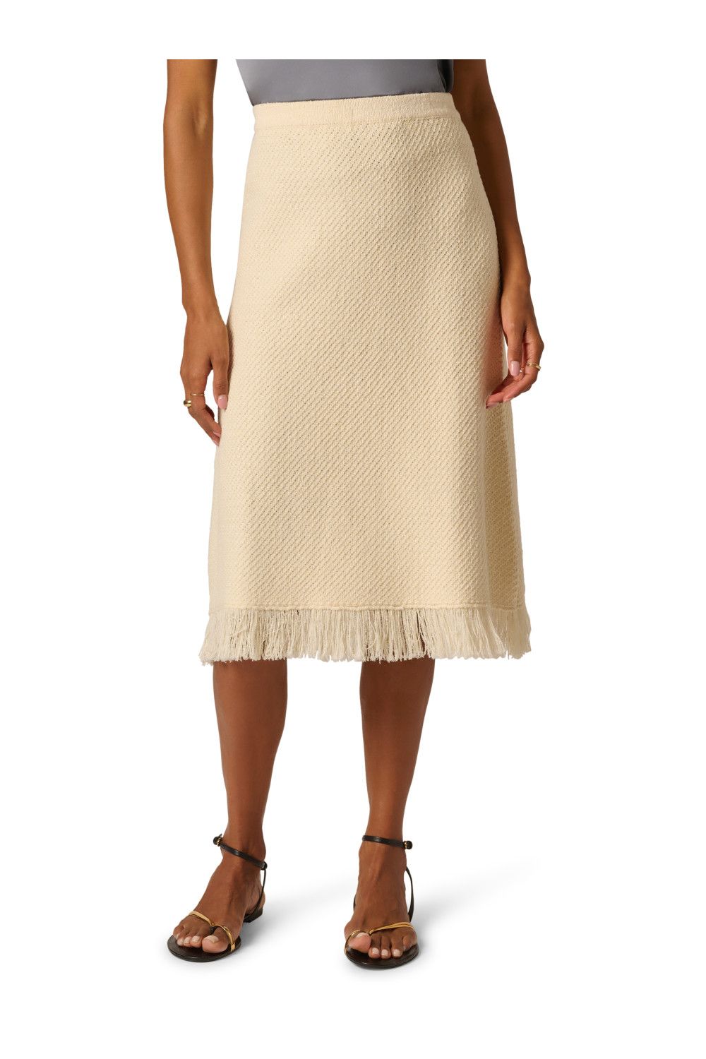 Adrianna Papell Fringe Midi Skirt