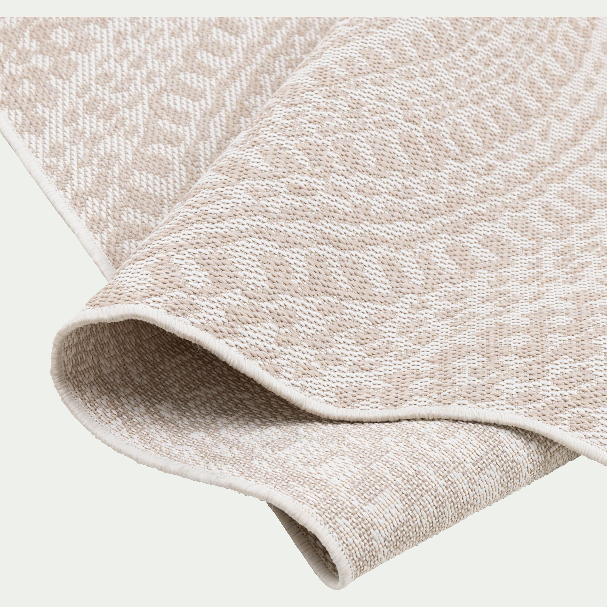 HYPNOSE - Tapis intérieur et extérieur à motifs en tissu recyclé 60x110cm- écru
