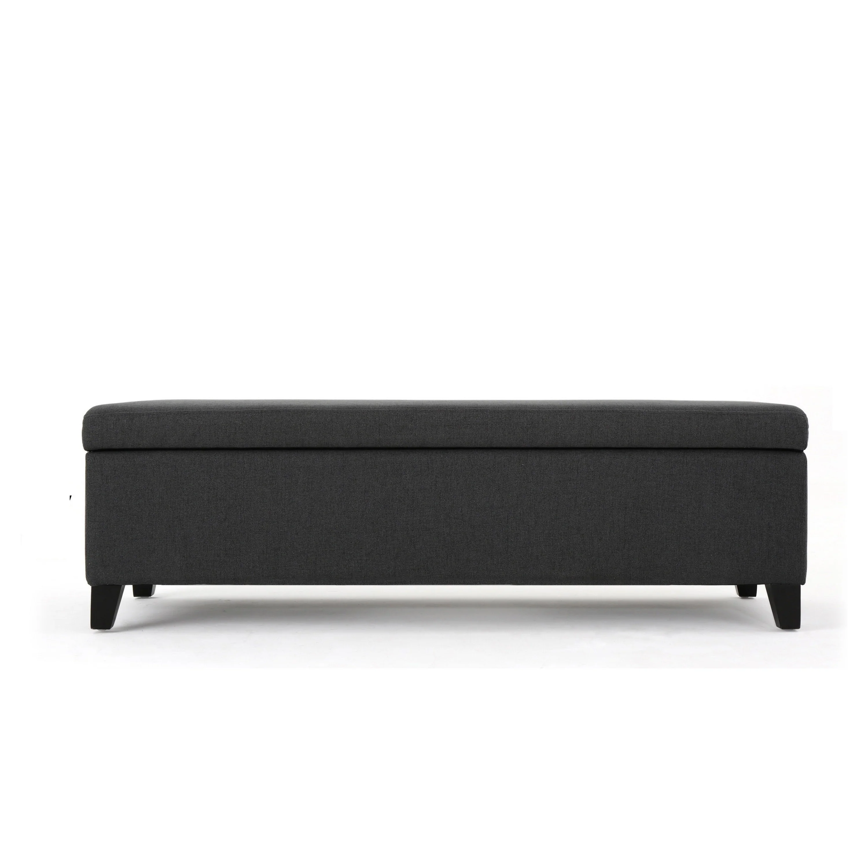 Harry Storage Ottoman Bench, 51 Inch Classic Dark Gray, Birch Wood