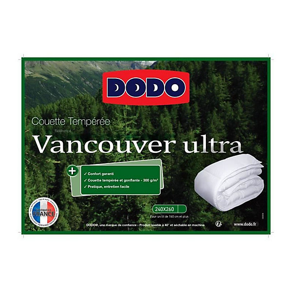 Couette 240 x 260 cm - DODO - Tempérée - 100% fibre polyester - Pour 2 personnes - Blanc