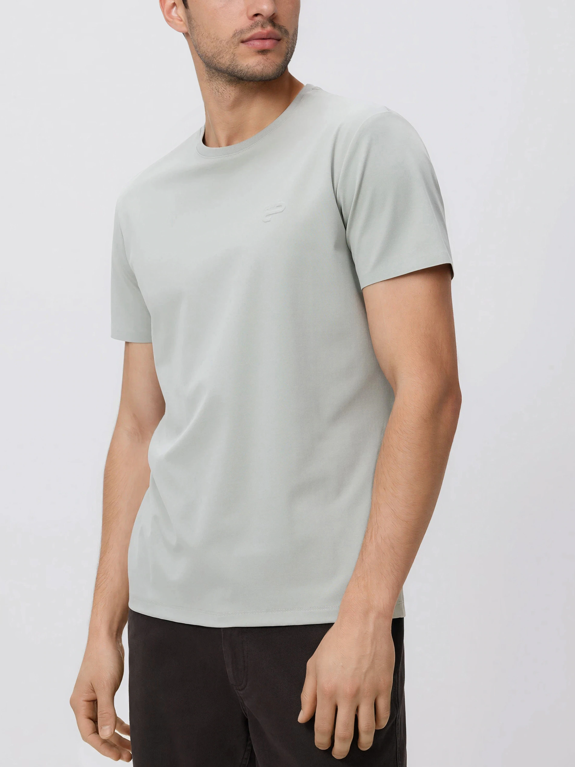 T-shirt slim z merceryzowaną bawełną
