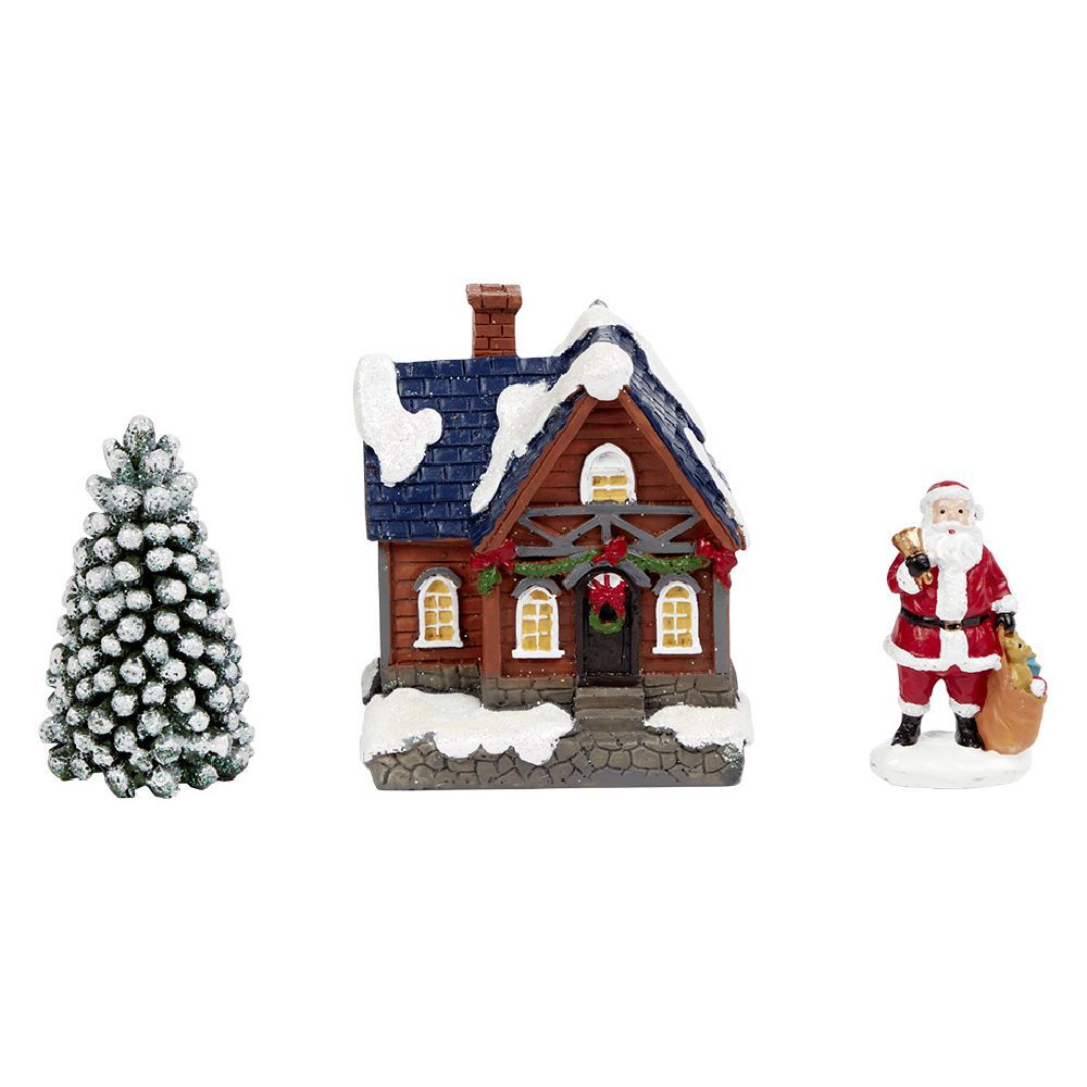 Décoration maison lumineuse 4LED avec père No&euml;l et sapin