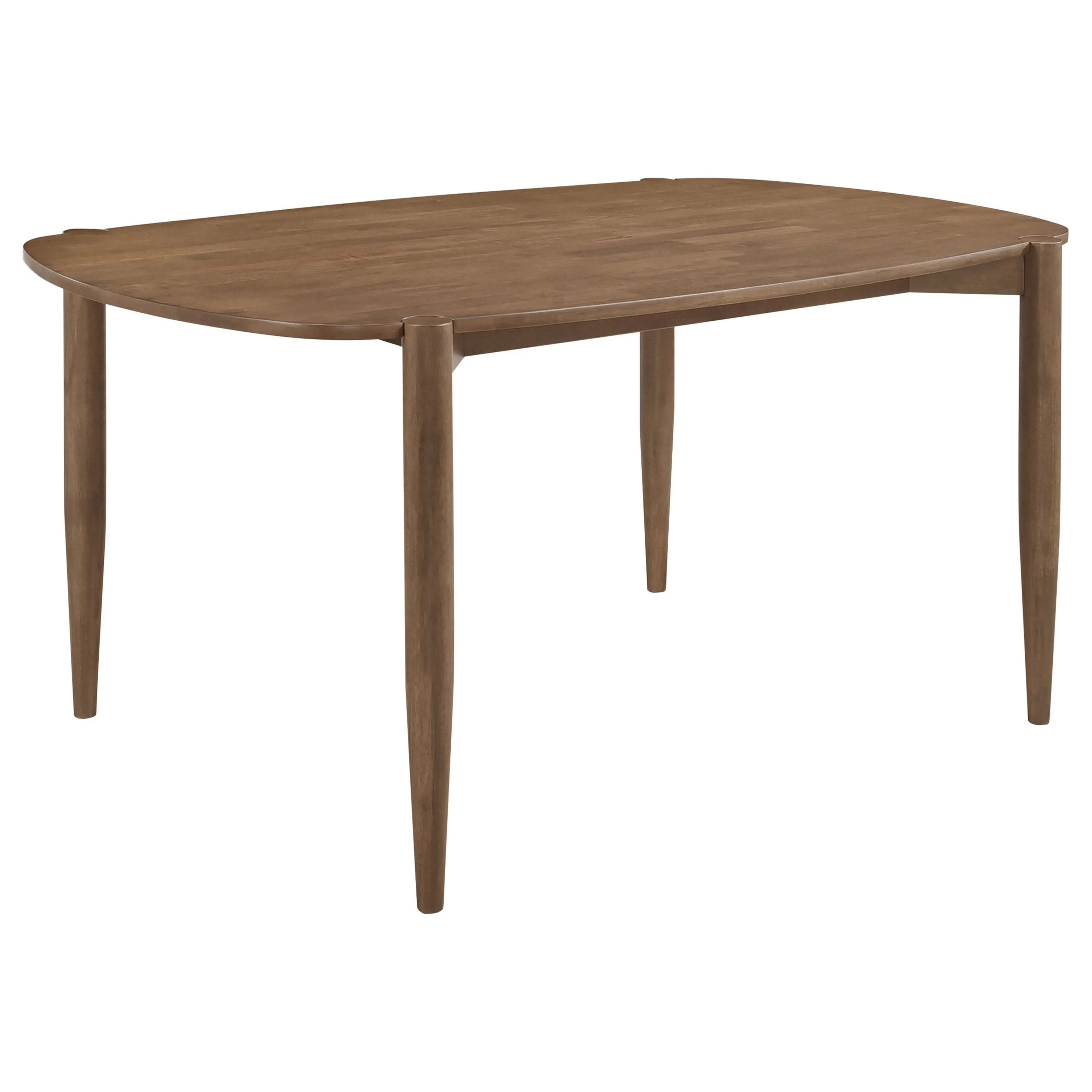 Dora Dining Table, 63 Inch Oval Top, Tapered Legs, Walnut Brown Solid Wood