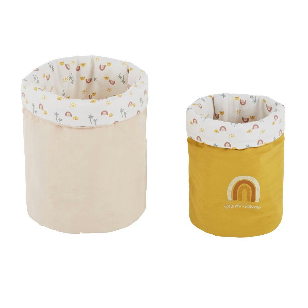 MALAGA - Rangements bébé en coton motifs palmiers et arcs-en-ciel multicolores (x2)