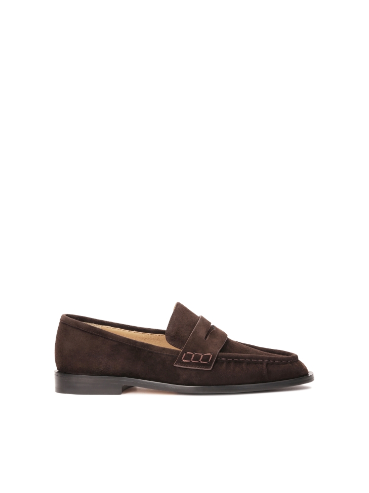 Brown suede loafers