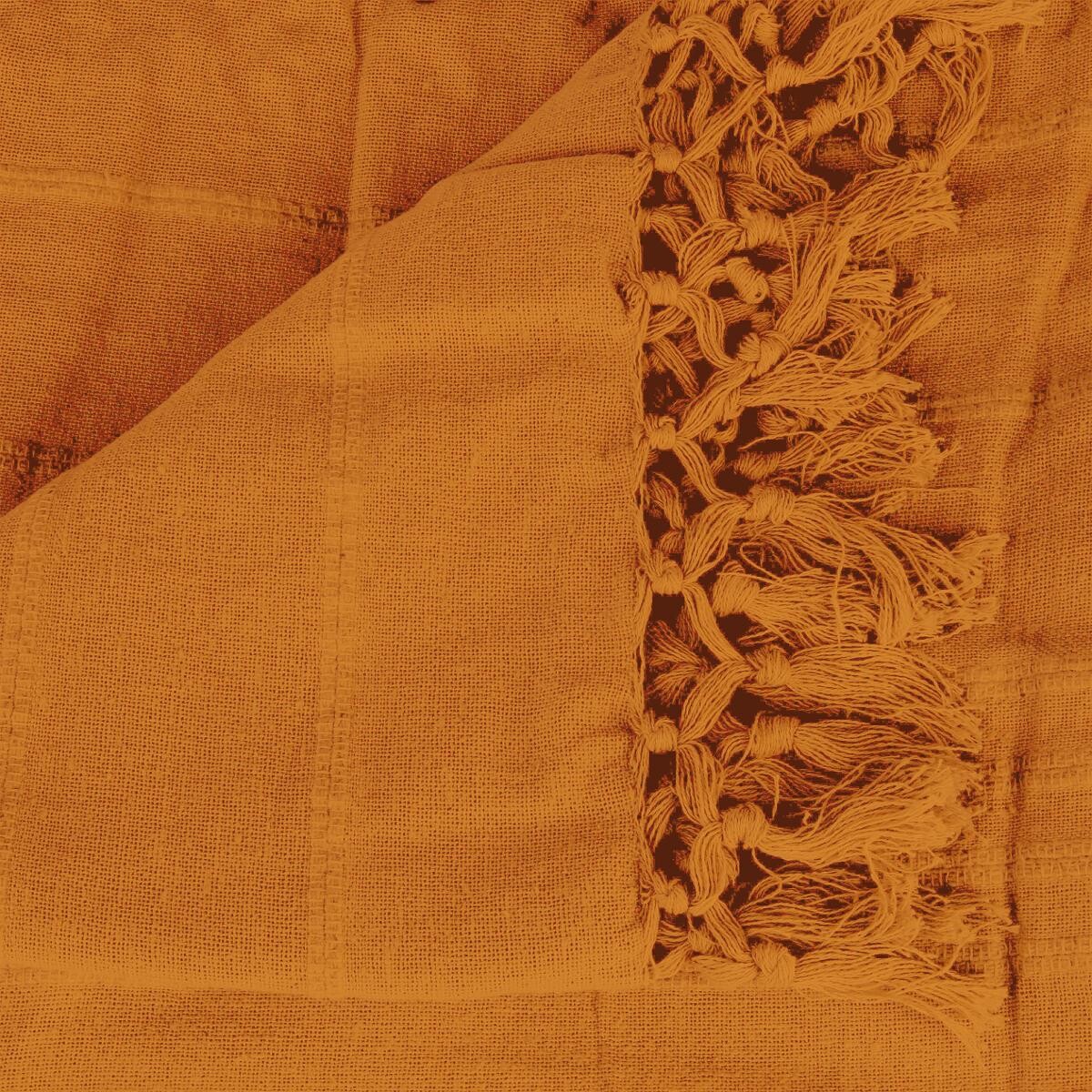 Printed bed throw, cotton Mustard yellow, 160x220 cm