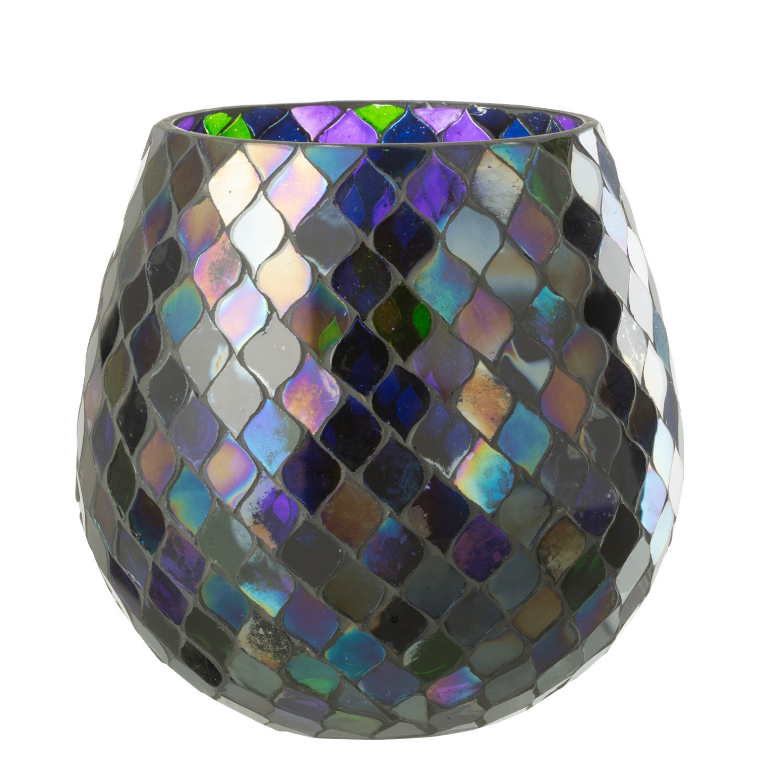 J-Line windlicht Mozaiek - glas - paars - large