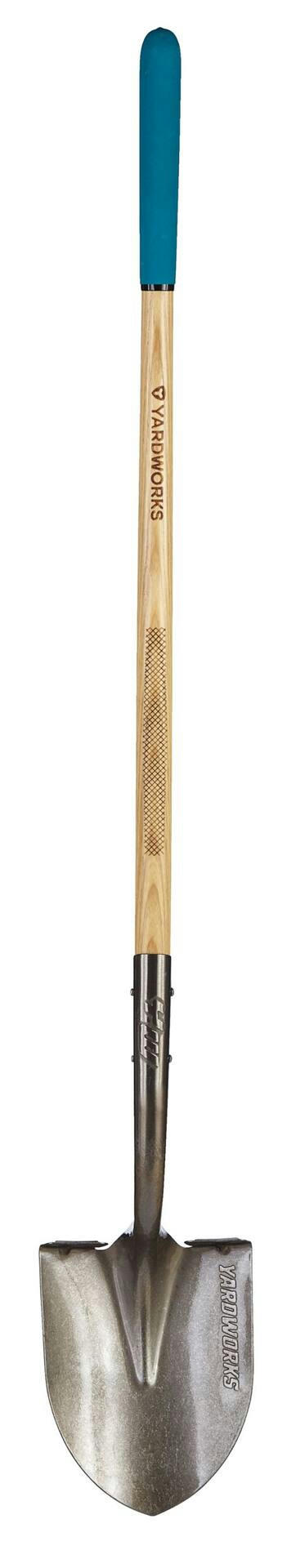 Yardworks Tempered-Steel Round-Point Long-Handle Shovel, 62-in Hardwood Shaft