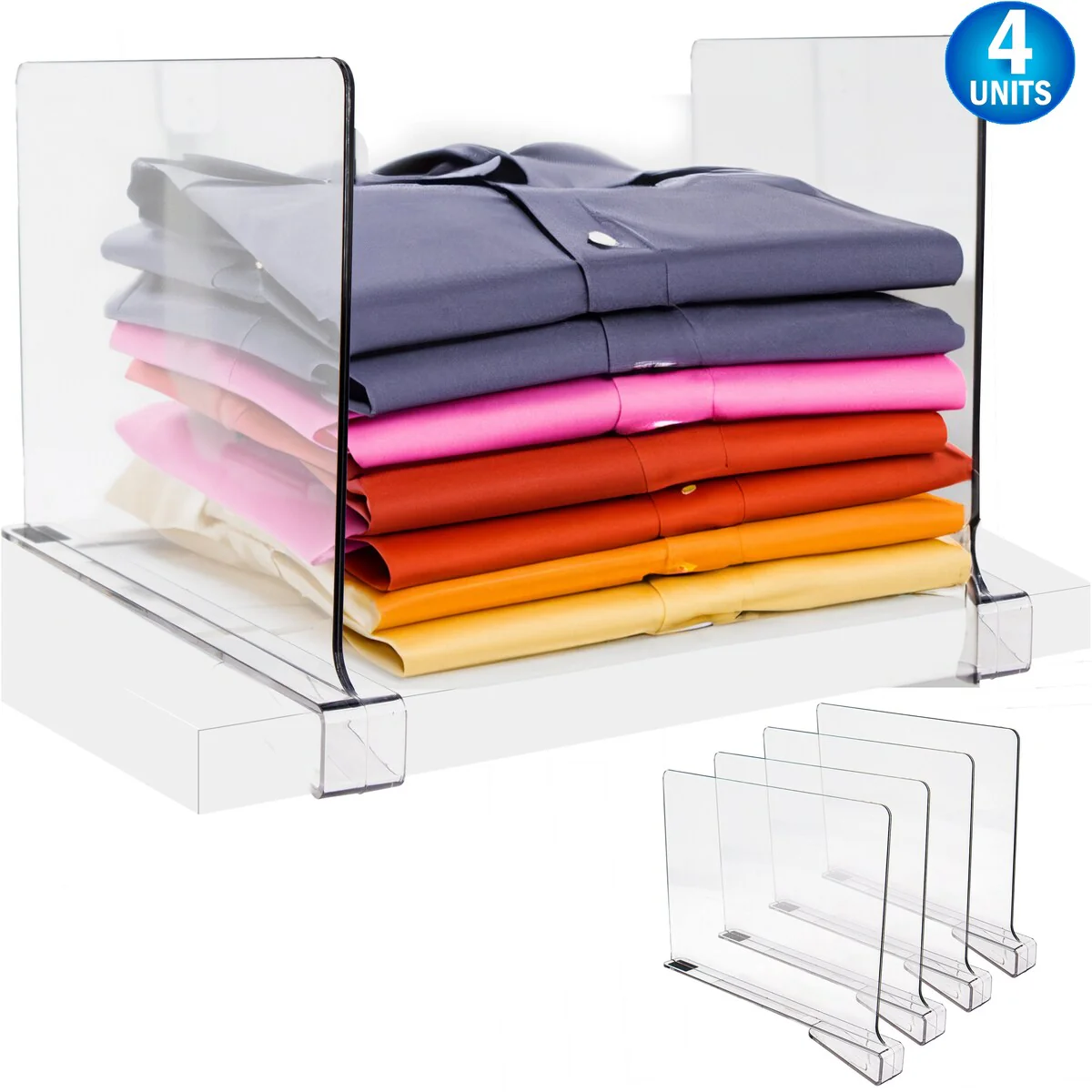 Shelf Divider Clear Acrylic Closet Organizer Storage Rack Separator For Clothes