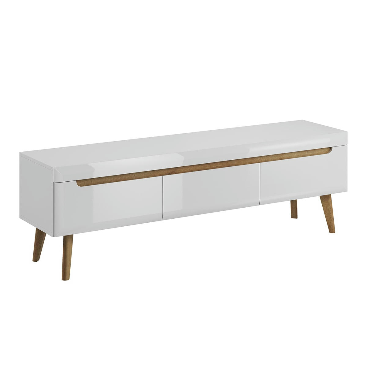 - Meuble tv 3 tiroirs 160 cm blanc et naturel