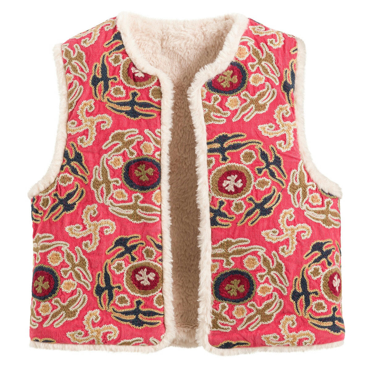 Gilet sans manches réversible en velours brodé