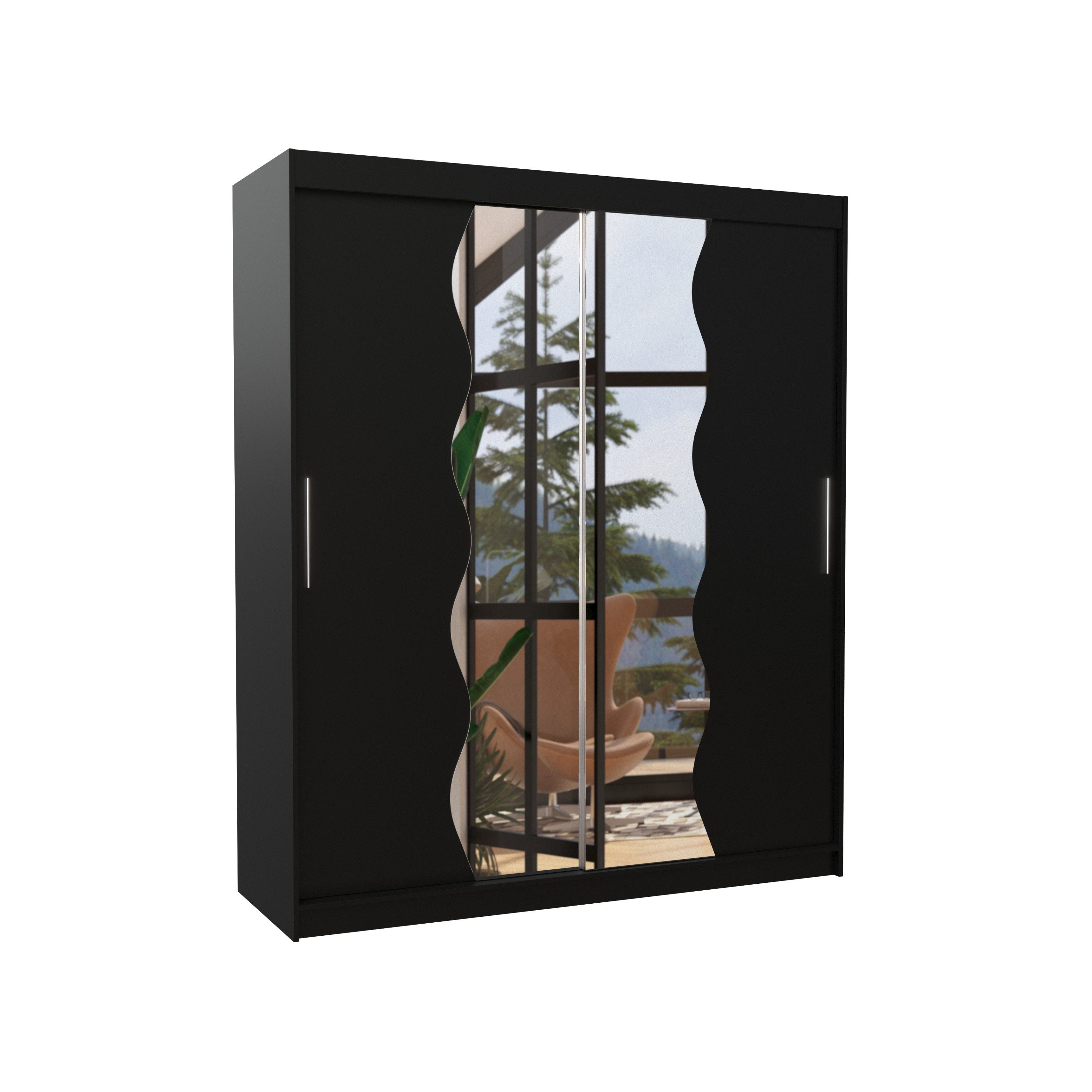 Szafa przesuwna z lustrem KANSAS 180 Black