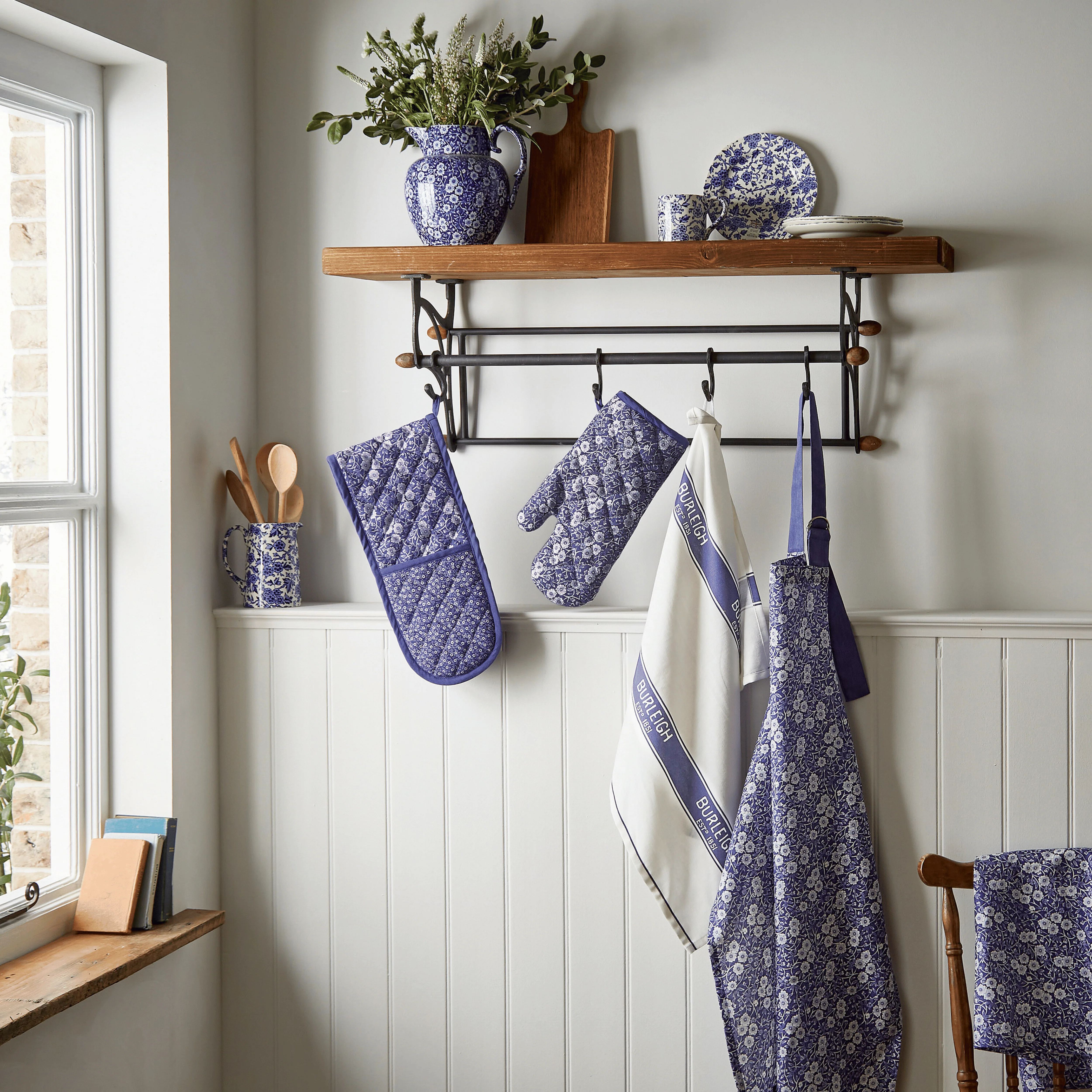 Burleigh x Bedeck of Belfast Blue Calico Tea Towel, Set of 2