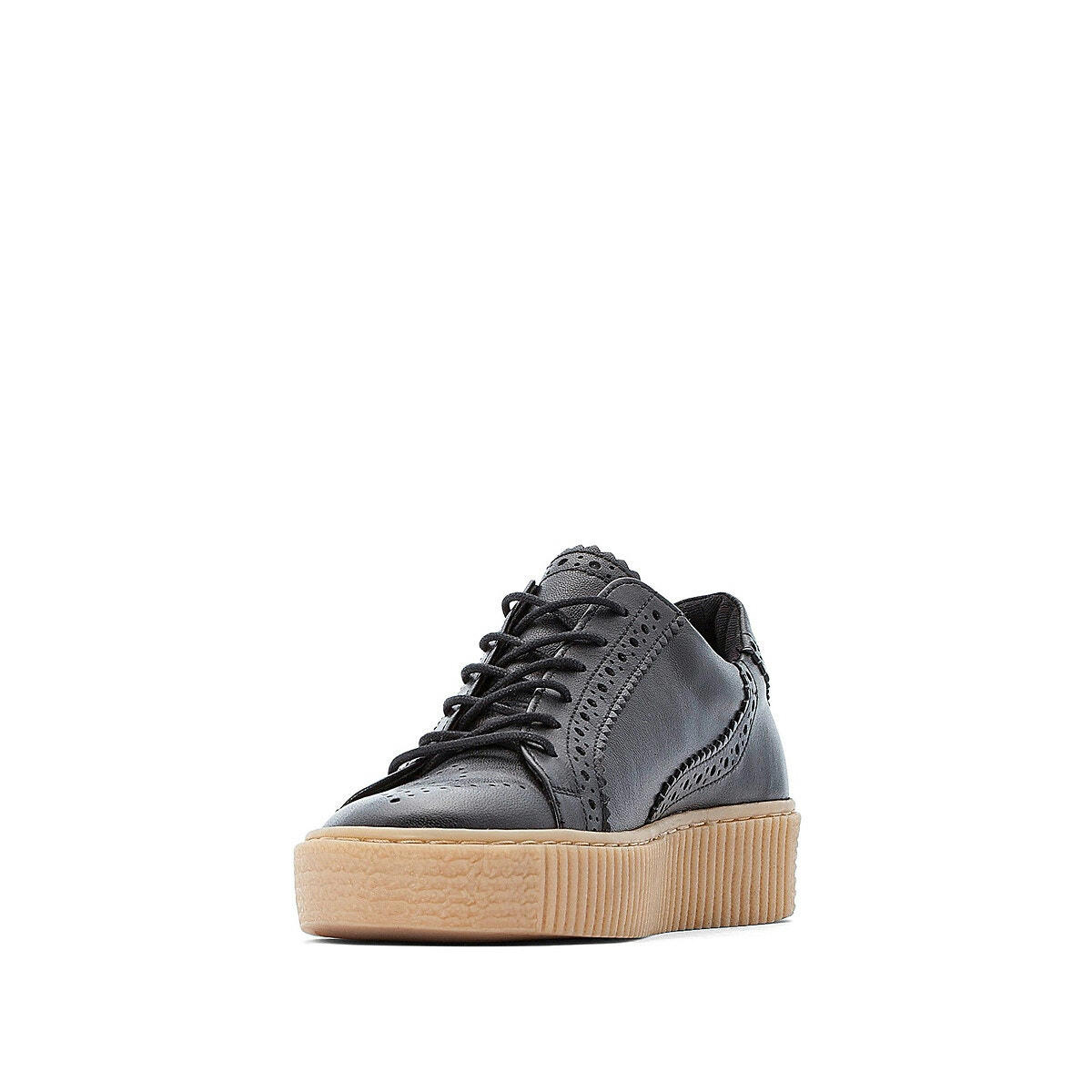 Baskets compensées en cuir