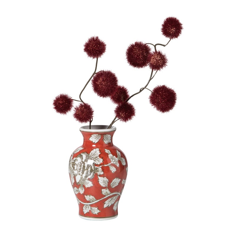 Vaas bloemenprint middel - rood - &Oslash;9.5x15 cm