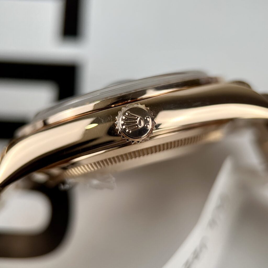 Rolex Day-Date RG Plated Chocolate Dial Baguette Diamond 36mm Super Clone